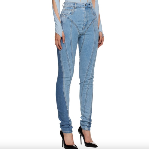 MUGLER Blue Slitted Spiral Jeans US26 - Picture 3 of 17